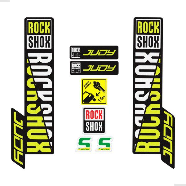 Set Adesivi Rockshox 35 Verde Neon – 8 Pezzi Glitterati Per Bici, MTB, EBike, BMX, Telaio E Forcella