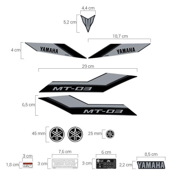 Imagem de Kit Adesivos Yamaha MT-03 2023/2024 + Emblemas Resinados