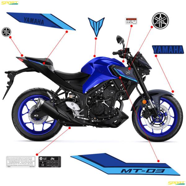 Imagem de Kit Adesivos Yamaha MT-03 2023/2024 + Emblemas Resinados