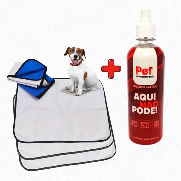 Imagem de Kit Adestramento 6 Tapetes Higiênicos Pet 70x50 + Educador Sanitário Pet AQUI NÃO PODE 500ml