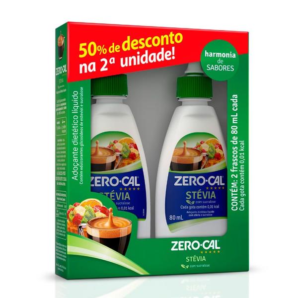 Imagem de Kit Adoçante Líquido Zero-Cal Stevia 2 Unidades de 80ml cada