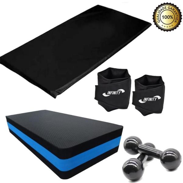 Imagem de Kit Aeróbico Step+Caneleira De 3Kg +Halter De 2Kg+Colchonete