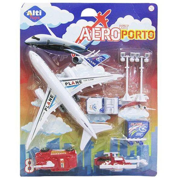 Imagem de Kit Aeroporto com Aviao e Acessorios 7 Pecas na Cartela - Altimix