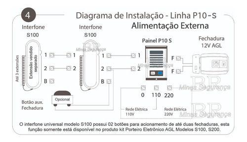 Imagem de Kit Agl Porteiro + 2 Interfone + 40 Metros De Cabo