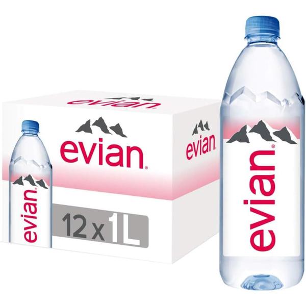 Imagem de Kit Água Mineral S/ Gás Francesa Evian Pet 1 Litro Com 12Un