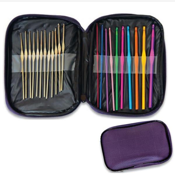 Kit Agulha Crochê de Aluminio KIT - Estojo com 22 agulhas Imagem de Kit Agulha Crochê de Aluminio KIT - Estojo com 22 agulhas