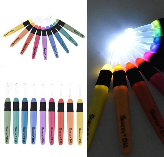 Imagem de Kit Agulhas De Crochê Com LED 9 Unidades + Estojo DIY