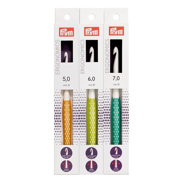 Imagem de Kit Agulhas para Crochê Prym Ergonomics 3 Peças 5mm 6mm 7mm