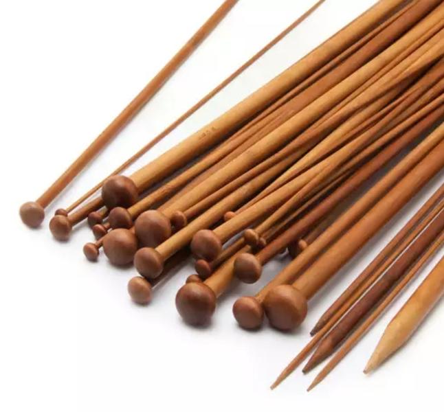 Imagem de Kit Agulhas Para Tricô Bambu Com 18 Pares 35cm