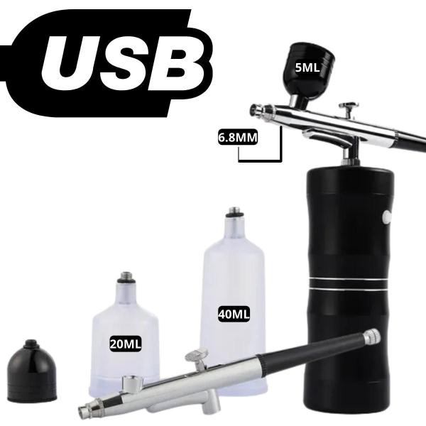 Imagem de Kit Airbrush Aerógrafo Usb Recarregável Sem Fio Portátil