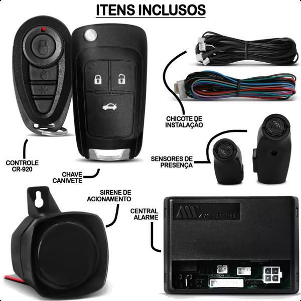 Imagem de Kit Alarme Automotivo Gm Chevrolet Cruze 2012 até 2022 Top G3 + Sirene Antifurto