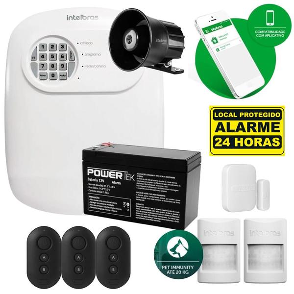 Imagem de Kit Alarme Intelbras Com Sensores Sem Fio 1 Xas + 2 Ivp Pet