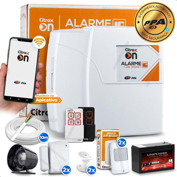 Imagem de Kit Alarme Ppa Wifi Celular App S/ Fio 4 Sensor Com Bateria