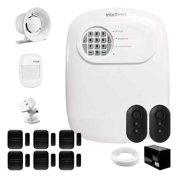 Imagem de Kit Alarme Residencial ANM 24 NET Intelbras com 1 sensor de presença IVP 2000 Sem Fio, 6 Sensores de portas e janelas XAS Smart Black, 2 Controles