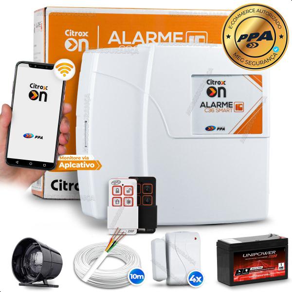 Imagem de Kit Alarme Residencial Wifi Sem Fio App 4 Sensores Bateria