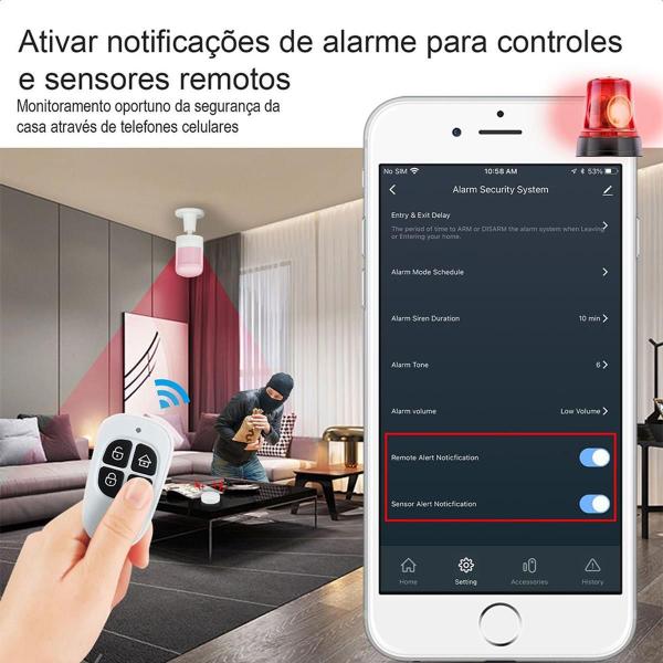 Imagem de Kit Alarme Segurança Inteligente Wi-Fi Tuya Alexa Google