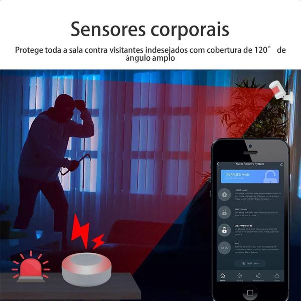 Imagem de Kit Alarme Segurança Inteligente Wi-Fi Tuya Alexa Google