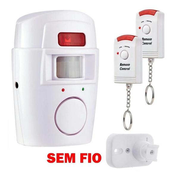 Imagem de Kit Alarme Sem Fio 2 Controles Sirene Protege Casa Sensor