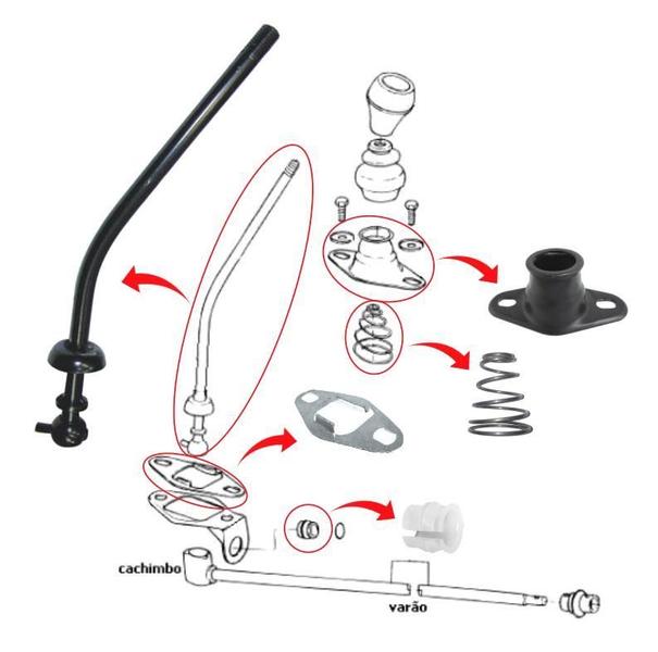 Imagem de Kit Alavanca Câmbio Cúpula Chapa Guia Bucha Vw Fusca Todos