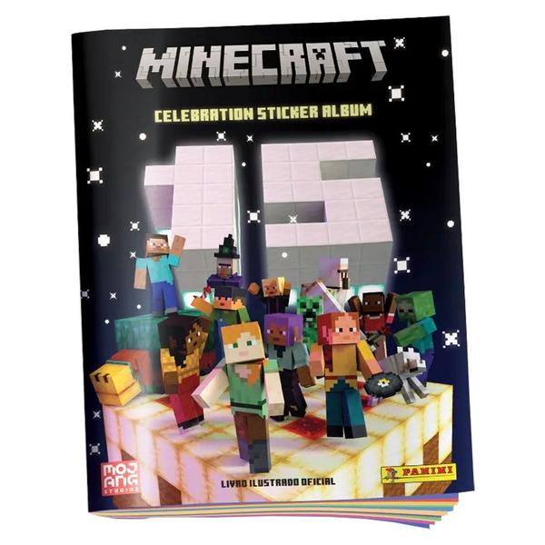 Imagem de Kit Album Minecraft + 60 Figurinhas Mundo dos Games 15 Anos Livro Ilustrado Oficial