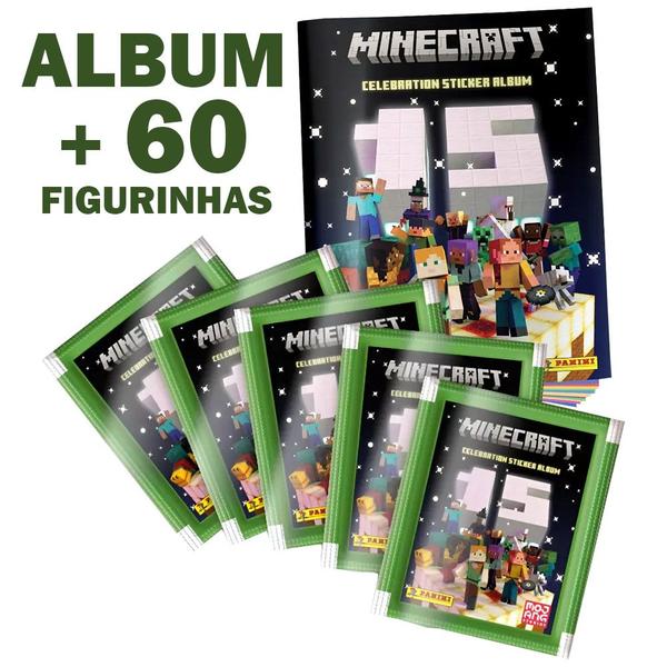 Imagem de Kit Album Minecraft + 60 Figurinhas Mundo dos Games 15 Anos Livro Ilustrado Oficial