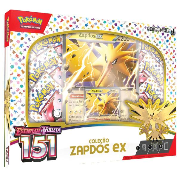 Imagem de Kit Álbum Pasta Fichário Pokémon Escarlate e Violeta 151 com Box Zapdos EX e 20 Folhas 9 Bolsos TCG