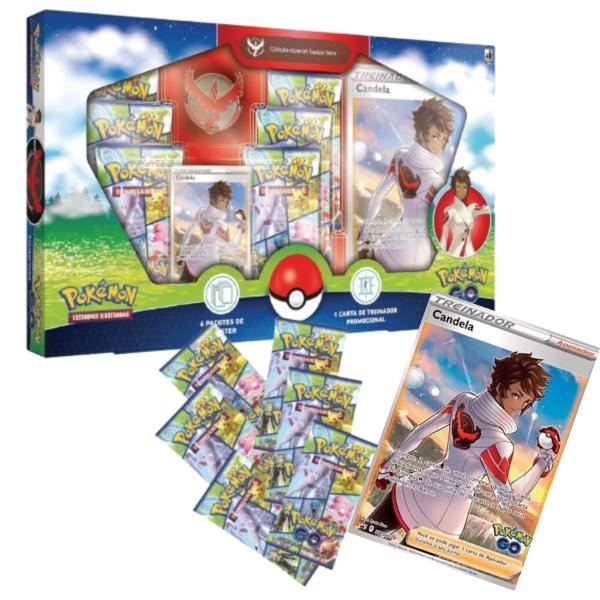 Imagem de Kit Álbum Pasta Fichário Pokémon GO com Box Equipe Valor Treinadora Candela e 10 Folhas 9 Bolsos TCG