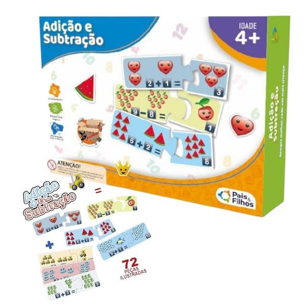 Imagem de Kit Alfabetização Brinquedo Pedagógico Educativo Vogais e Operações Matemáticas - Pais e Filhos