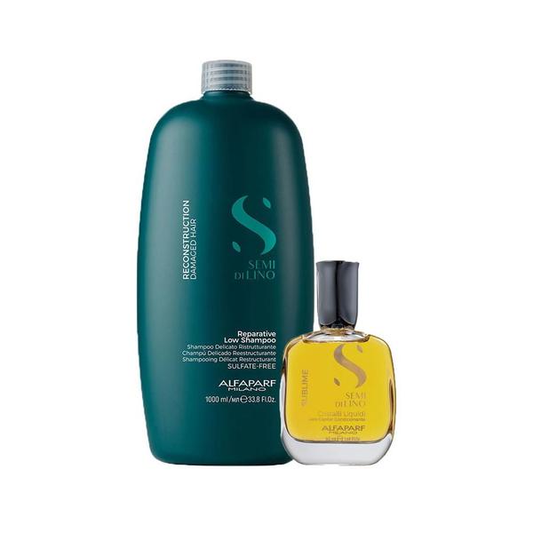 Imagem de Kit Alfaparf SDL Reconstruction - Shampoo 1000ml + Óleo 50ml