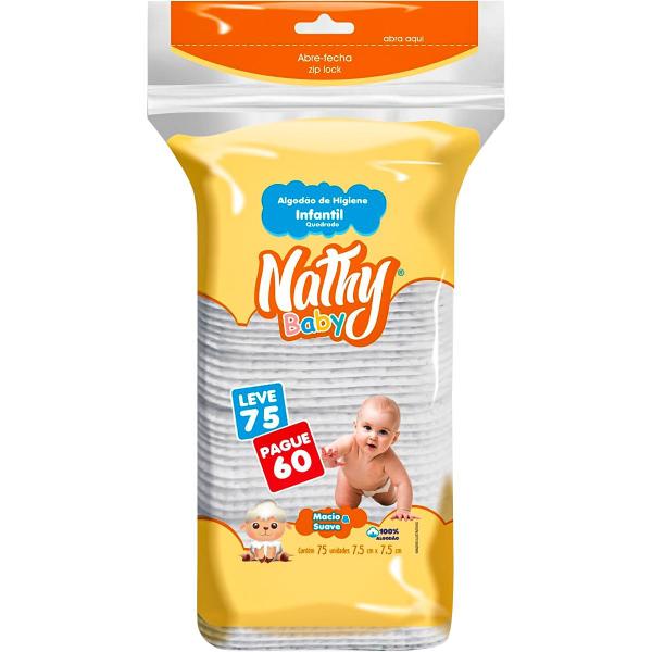 Imagem de Kit Algodão de Higiene Infantil Quadrado 75g Macio e Suave Nathy Baby