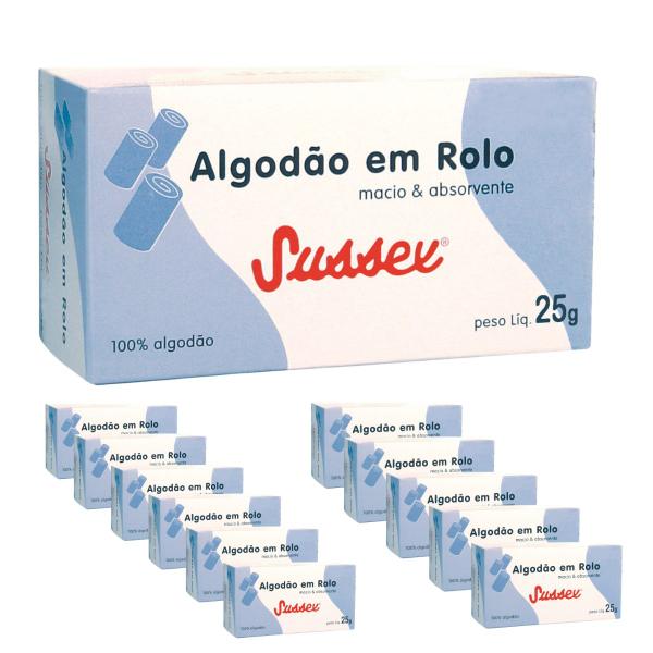 Imagem de Kit Algodão Em Rolo Hidrófilo 25g Macio E Absorvente 12 unid