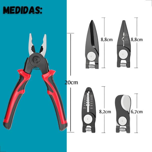 Imagem de Kit Alicate 5 em 1 Cortador Crimpador de Corte Emborrachado Com Estojo Multifuncional