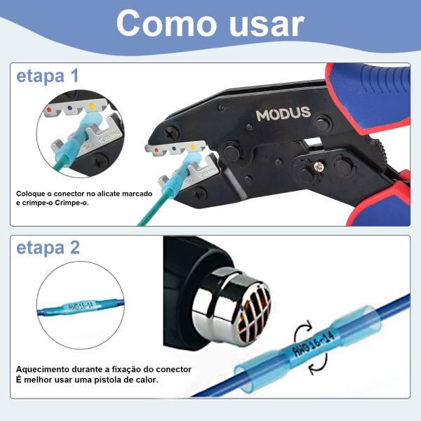 Imagem de Kit Alicate de Crimpar 0.25  6,64MM² Terminais Ilhós Tubolar 200 Peças Profissional