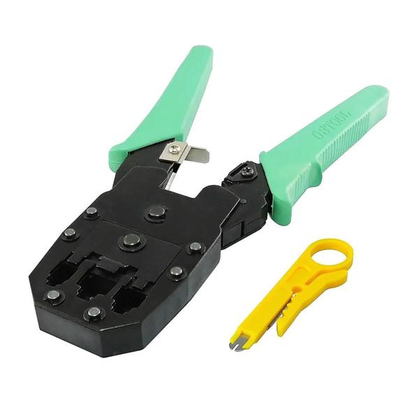 Imagem de Kit Alicate de Crimpar Cabo de Rede RJ45 mais 100 unid. conectores RJ45 Macho