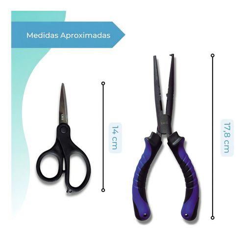 Imagem de Kit Alicate De Pesca Multifuncional 17,8 Cm + Tesoura Lumis