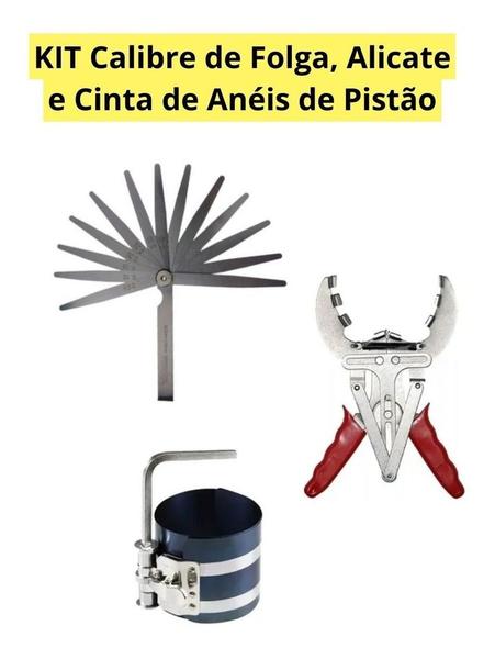 Imagem de Kit Alicate P/Aneis De Pistão +Cinta De Pistão 3 +Calibrador