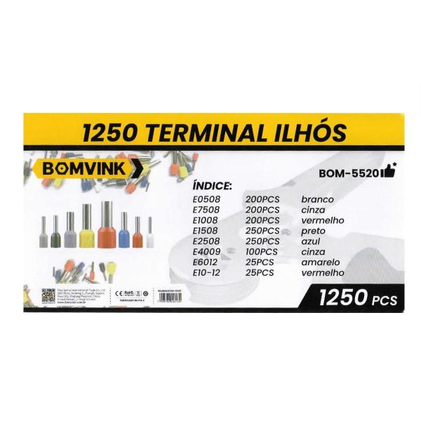 Imagem de Kit Alicate Prensa Terminal Tubular Com 1250 Terminais