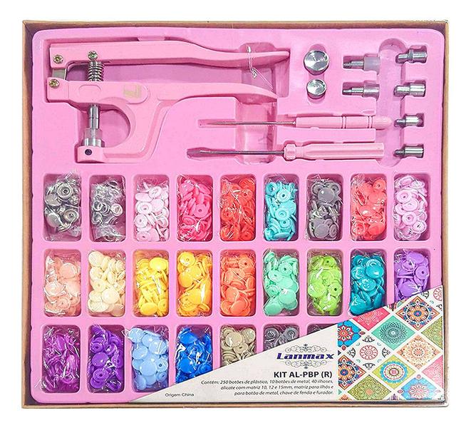 Imagem de Kit Alicate Pressão Botões Plástico Metal Ilhóses Matriz Botão Metal Chave Fenda Furador TicTac Ritas Costura Patchwork Aplicador Profissional Lanmax