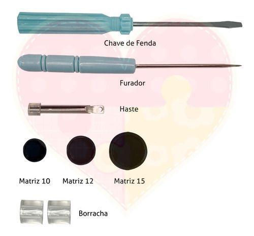 Imagem de Kit Alicate Pressão Prega Botão Ritas + 130 Botões Rita 12mm