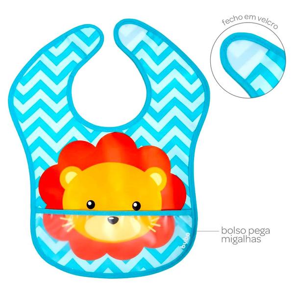 Kit Alimentação Bebê Leão Garfo Colher Babador 2 Pratos Buba Imagem de Kit Alimentação Bebê Leão Garfo Colher Babador 2 Pratos Buba