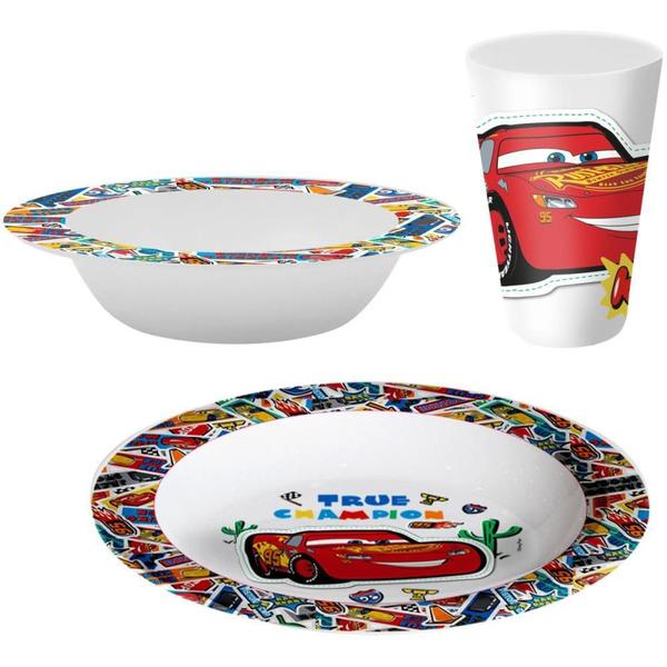 Kit Alimentação CARS - Prato + BOWL + Copo - Yangzi Imagem de Kit Alimentação CARS - Prato + BOWL + Copo
