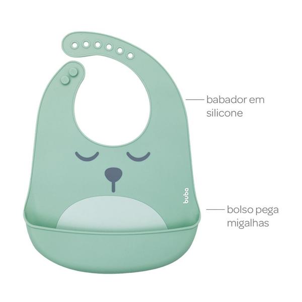 Kit alimentacao colher silicone e bambu e babador introdução alimentar infantil bebe versátil - Buba Imagem de Kit alimentacao colher silicone e bambu e babador introdução alimentar infantil bebe versátil