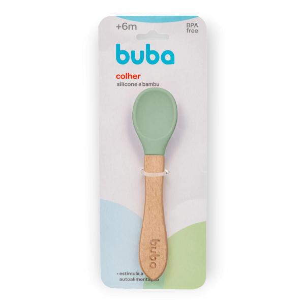 Kit alimentacao colher silicone e bambu e babador introdução alimentar infantil bebe versátil - Buba Imagem de Kit alimentacao colher silicone e bambu e babador introdução alimentar infantil bebe versátil