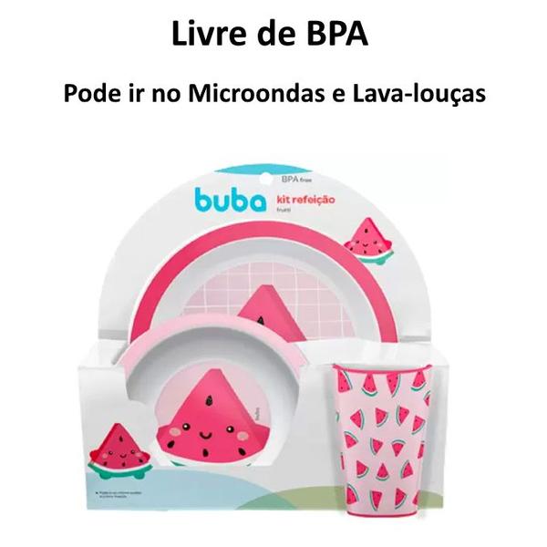 Kit Alimentação de Bebê com Garrafinha Prato Copo e Bowl de Melancia - Buba Imagem de Kit Alimentação de Bebê com Garrafinha Prato Copo e Bowl de Melancia