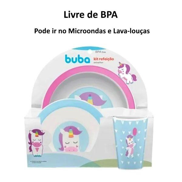 Imagem de Kit Alimentação de Bebê com Garrafinha Prato Copo e Bowl de Unicórnio