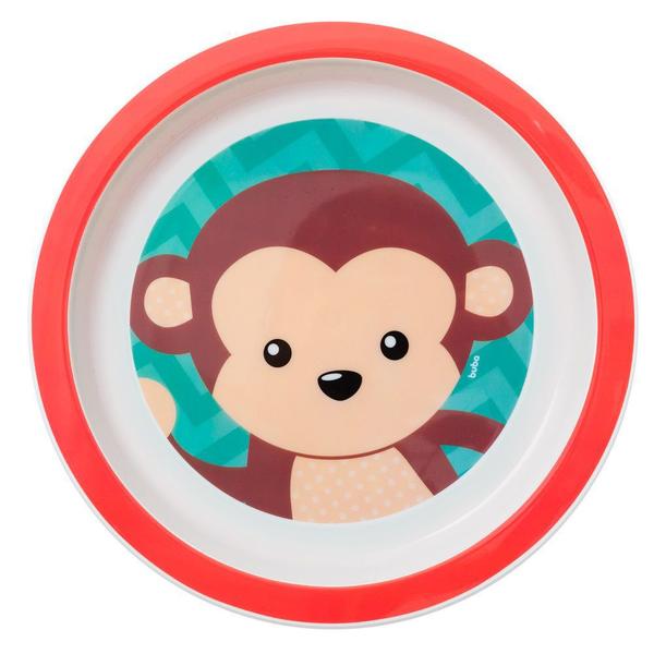 Imagem de Kit Alimentação Infantil 2 Peças Pratinho e Copo Parade Dupla 320ml Animal Fun Macaco Buba