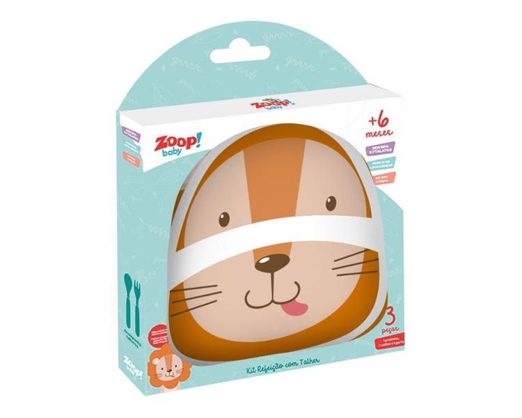 Imagem de Kit alimentaçao infantil com 3 peças  leão - zoop toys