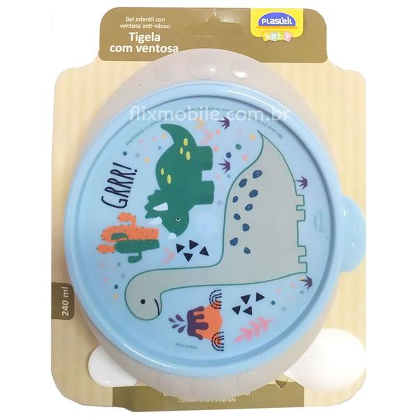 Kit Alimentação Infantil de Dinossauro com Pratinho e Colher - Plasútil Imagem de Kit Alimentação Infantil de Dinossauro com Pratinho e Colher