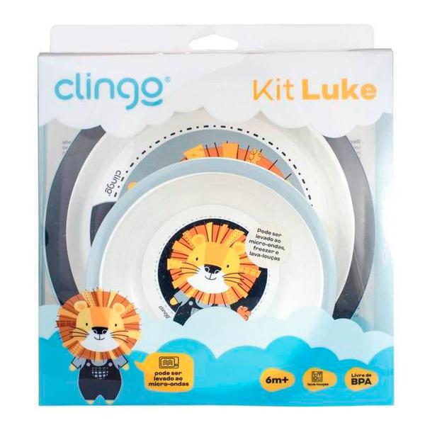 Imagem de Kit Alimentação Infantil Prato e Tigela Luke Clingo