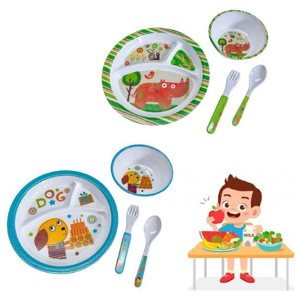 Imagem de Kit Alimentação Papinha Infantil Prato Tigela Colher 8 pçs